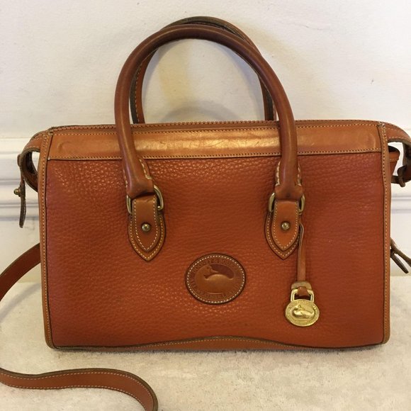 VINTAGE Dooney & Bourke British Tan Satchel Bag - Picture 2 of 12